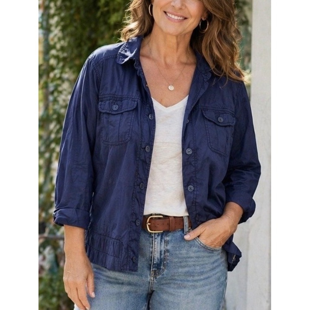 Maurices Womens Utility Jacket Navy Blue 2‎ Casual Gorpcore